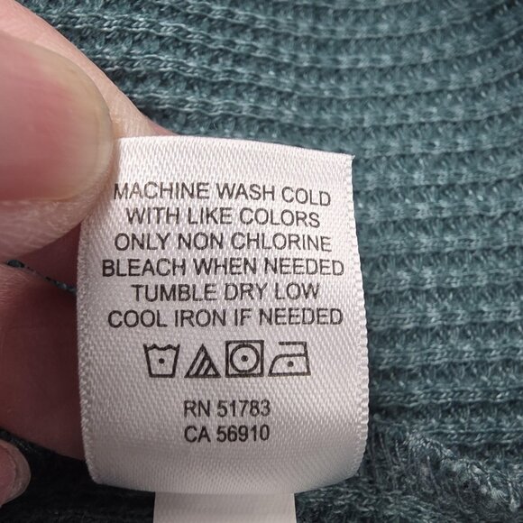 Maurices Sweater Womens XL Teal Waffle Knit Mock Neck Pattern Cuff Casual - Picture 7 of 10